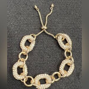 INC International Concepts Gold and Crystal Chain Bracelet